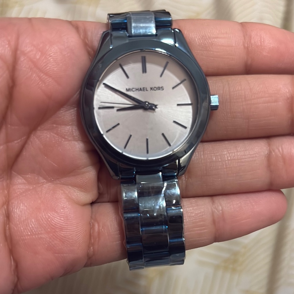 Michael Kors Silver and Blue Watch